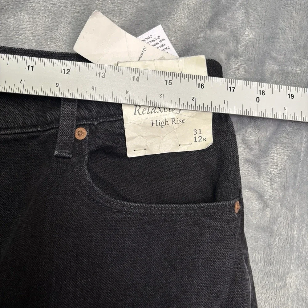 Abercrombie &‎ Fitch The 90s Relaxed Jeans High Rise Womens 12/31x30 Black NWT - Picture 5 of 11